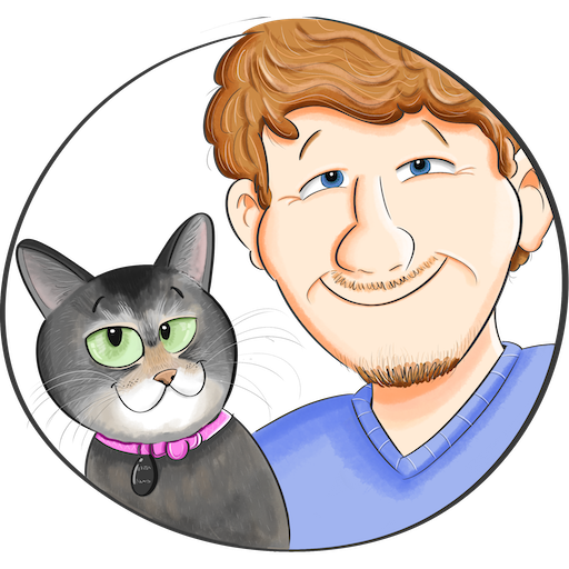 A drawing of Adam and his cat, Mizar