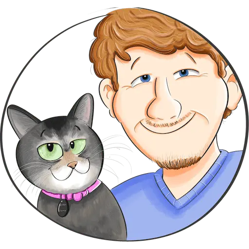 A drawing of Adam and his late cat, Mizar